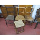 Three Bedroom Chairs; together with a stool. (4)