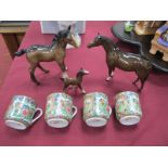 Beswick Foal 15cm high, Doulton horse, small foal, four Cantonese coffee cups.