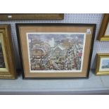 George Cunnigham, 'The Markets', signed limited edition print, 17/500, signed bottom right, 35 x