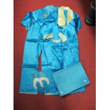 A Circa Mid XX Century Matching Set of Chinese Ladies Pyjamas, Dressing Gown and Slippers, all