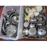 Breitenback (Solingen) Paris, Stainless Steel Tea Ware, soup cups, etc:- Two Boxes