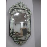 An Italian Style Wall Mirror, with floral decoration, 77cm high.