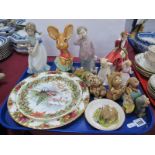 Doulton, Nao, Pendelfin Figures, Royal Albert Plates, etc:- One Tray