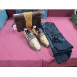 A Pair of Ladies Genuine Crocodile Skin Loafer Style Shoes (size 40 (unworn), a matching shoulder