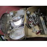 Viners Alpha Tray, salvers, coasters, candlestick, oval entree dishes, other plated ware:- Two