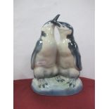 Porsgrund, Norway, twin penguin China group 20.5cm high.