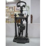 A XIX Century Cast Iron Doorstop as a Knight, with loop handle, 43.5cm high.