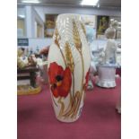A Moorcft Pottery Vase, painted in the Harvest Poppy design by Emma Bossons, shape 06/8, impressed