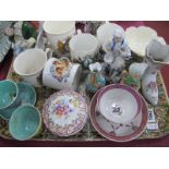 A Chinese Imperial Yellow Tea Cup, commemorative mugs, etc:- One Tray.