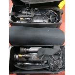 Two Mitsubishi C35 S-VHS-C Movie Camera, with auto focus, (cased):- One Box.