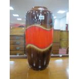 A 1960's West German Pottery Vase, 517 45 with a central red band, 46cms high.