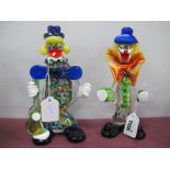Two Murano Style Glass Clowns, approximately 22cm high.