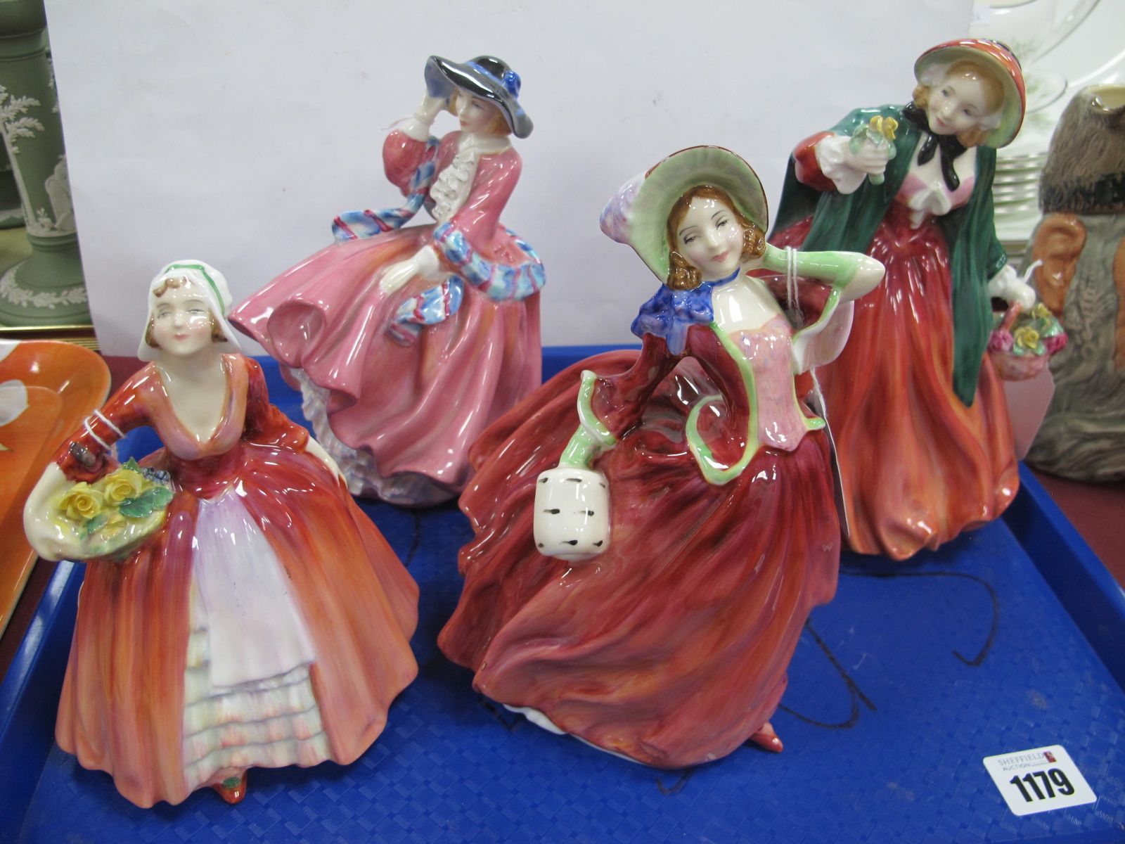 Royal Doulton Figurines, 'Lady Charmian', 'Janet', 'Autumn Breezes', Top O' the Hill'. (4)
