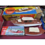 A Circa 1950's Boxed 'Thames' Clockwork 14" Cabin Cruiser, with key and mast, together with a