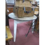 A XIX Century Table, with a oak circular top, white painted legs, 71cm high.