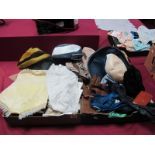 A Collection of Vintage Hats, gloves, gents waistcoats, lingerie, etc:- Two Boxes