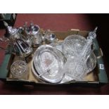 RCR Claret Jug, two rose bowls, three piece plated tea service, EHP plated tray, etc.