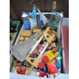 Model Yacht, wooden toys, marbles, copper pan. claret jug:- One Box