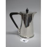 A Hallmarked Silver Lidded Hot Water Jug, Barker Bros, Chester 1913, of plain cylindrical form