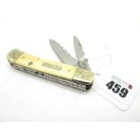 Clayton Pocket Knife, with ivory scales, etched bolstered name plate personalised "G. Wedge", two