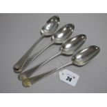 A Pair of Bottom Struck Hallmarked Silver Table Spoons, CH, London 1817, initialled; Together with A