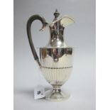 A Hallmarked Silver Lidded Water Jug, Walker & Hall, Sheffield 1905, of part reeded design with