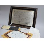 A John Pinches Hallmarked Silver Map 'The Royal Geographical Society Silver Map', 1976, framed,