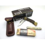 Taylor Eye Witness Pocket Knife, two blades and nail file, ivory scales, n/s bolsters, brass filed