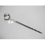 A Toddy Ladle, the plain circular bowl inset with a 1772 Spanish 2 Reales coin, initialled, with