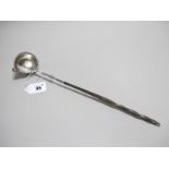 A Hallmarked Silver Toddy Ladle, (marks rubbed) the plain bowl with gadrooned border and side lip