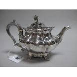 A Decorative Hallmarked Silver Bachelor's Tea Pot, Messrs Barnard, London 1833, of lobed design,