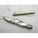 Tidmarsh Finest Cutlery Penknife, two blades with brass linings and mother of pearl scales in the