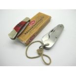 Military Pocket Knife, single blade and bottle opener, 1955 Myson - oil the joints, lanyard ring,