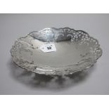 A Decorative Hallmarked Silver Dish, H.M.S., Sheffield 1968, of shaped circular form with scroll