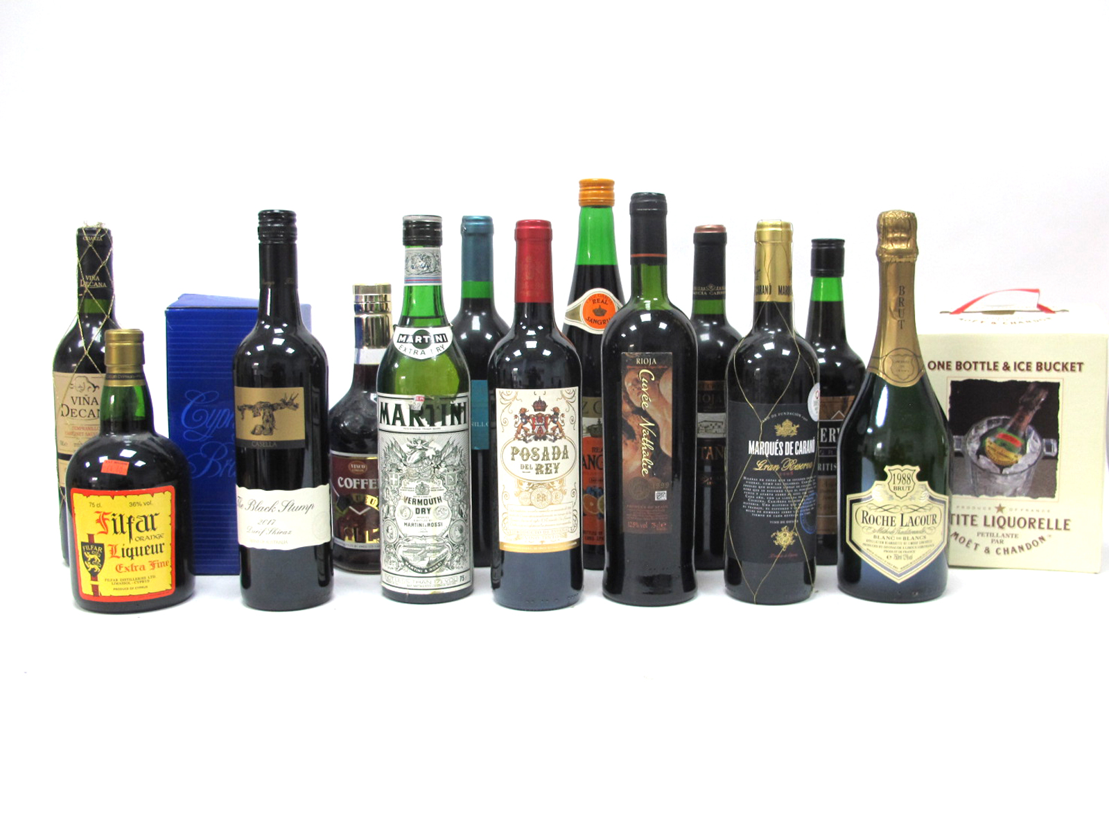 Mixed Assortment - Red Wines, Vermouth, Liqueurs, Petite Liquorelle & Ice Bucket. (15)