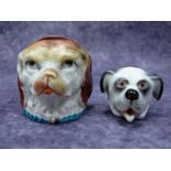 A Late XIX Century German Patch Box with hinged cover, modelled in the form of a dog's head, 4.5cm