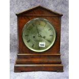 A Late XIX Century Mahogany Cased Bracket Clock, of architectural form, the sides with fretwork
