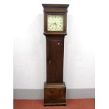 An XVIII Century Oak Thirty Hour Longcase Clock, with stepped cornice, blind fret decoration and