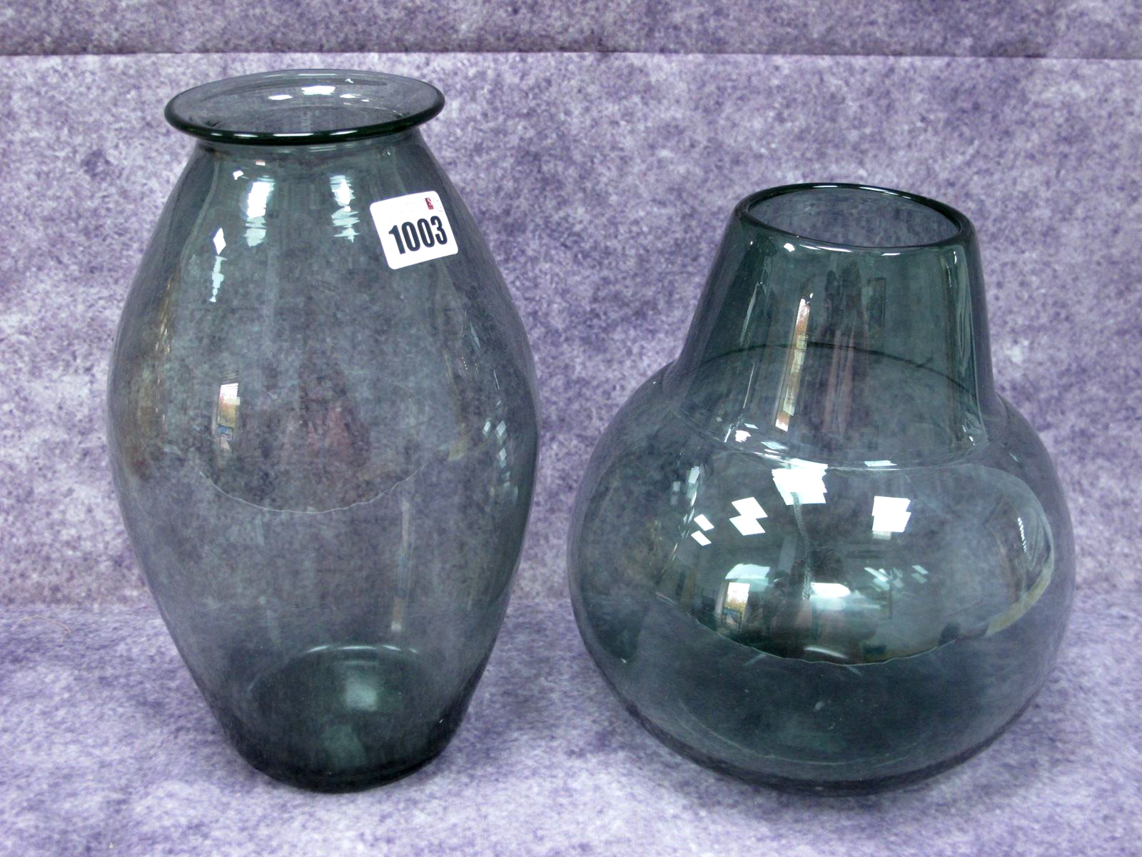 A Keith Murray for Brierley Green Glass Vase, of ovoid form, etched mark, 26cm high; Another,