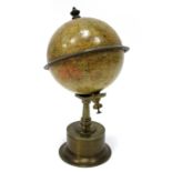 A Globe 'Empire' Table Clock, by Smith & Son Ltd, patent 19460, with brass horizon ring with Roman