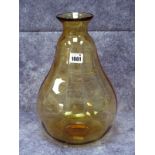 A Keith Murray for Brierley Amber Glass Vase, of fluted pear shape, etched mark, 32.5cm high.
