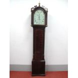 An XVIII Century Mahogany Eight-Day Longcase Clock, with arched hood, applied fretwork decoration