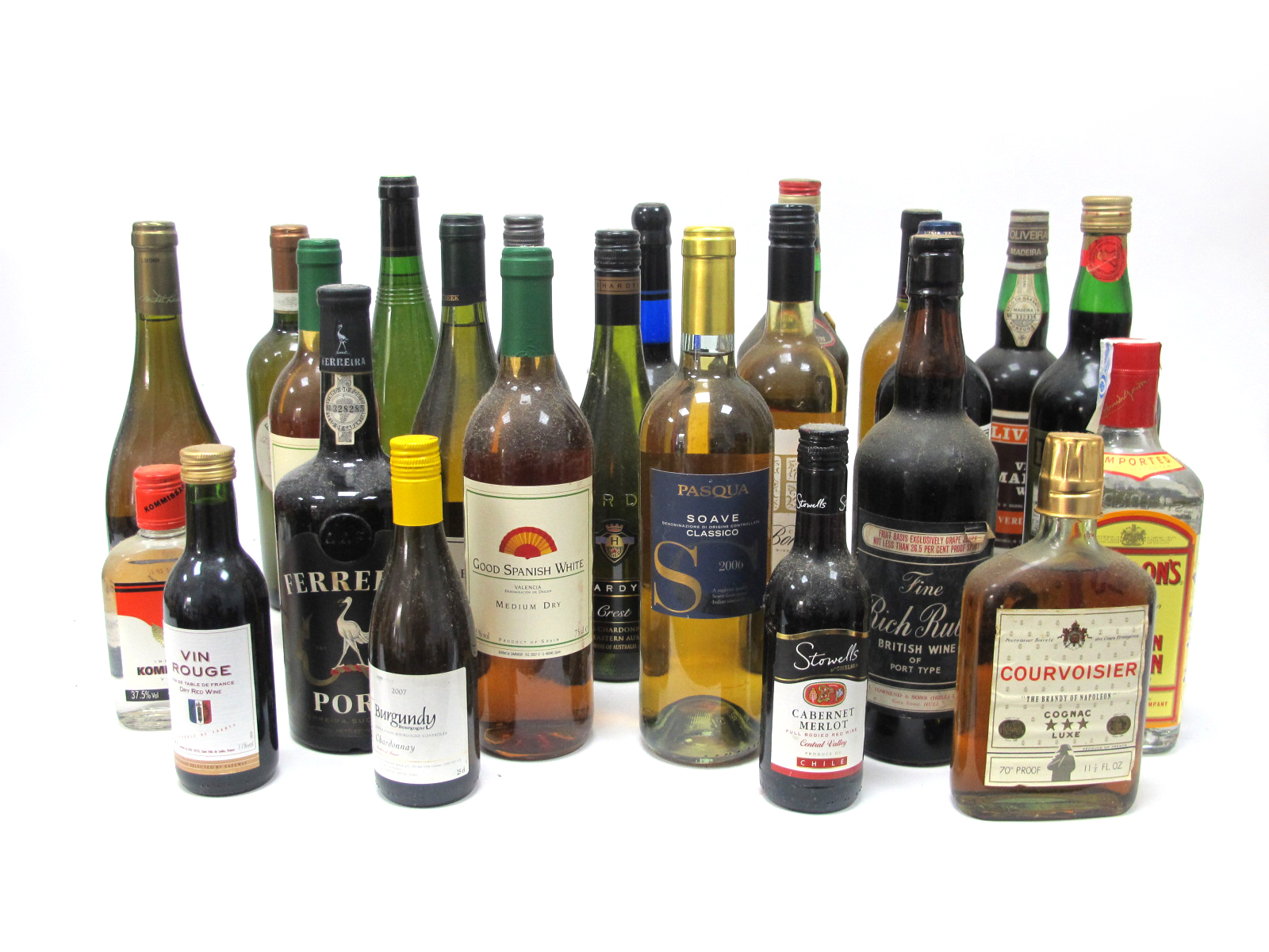 Mixed - A Mixed Assortment of Wines & Spirits including, port, couvoisier, gin, etc.