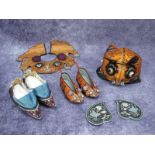 A Mid XX Century Chinese Children's Festival Hat, Collar and Slippers, each with appliques and