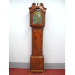 An XVIII Century Mahogany Moonface Eight-Day Longcase Clock, the hood with swan neck pediment and