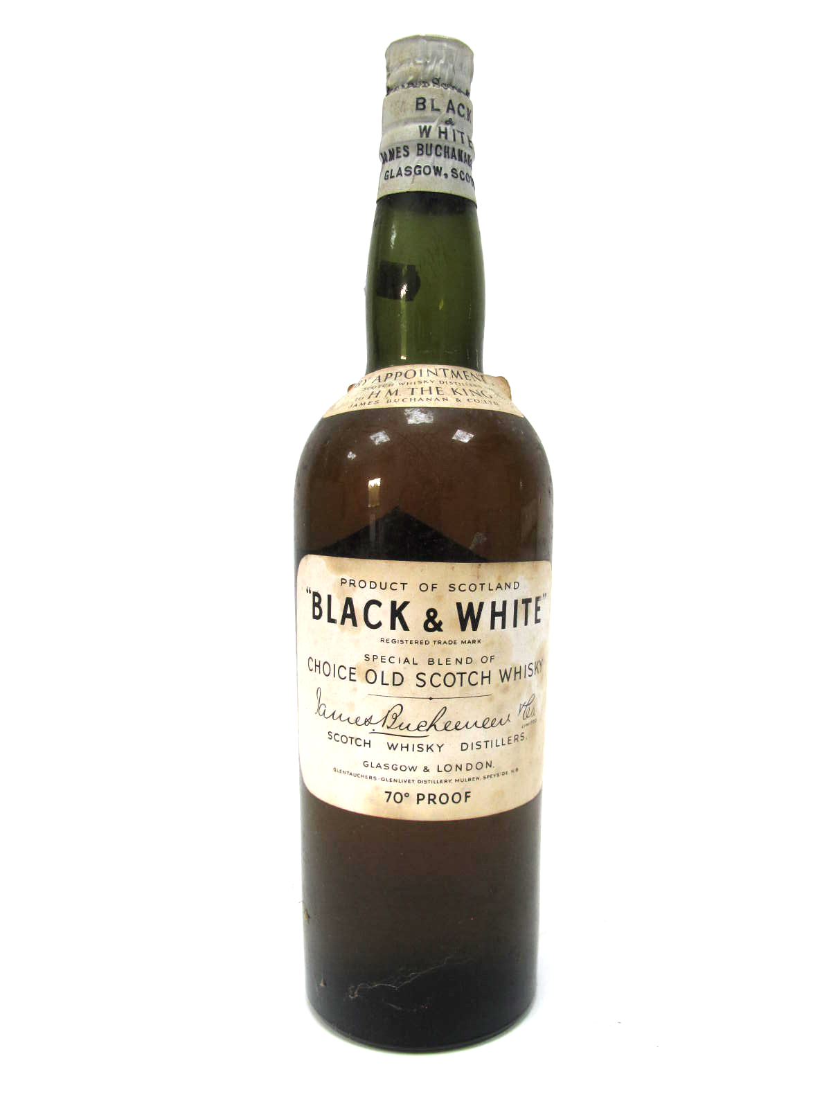 Whisky - James Buchanan & Co. Ltd. "Black & White" Blended Scotch Whisky, 70d proof.