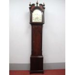 An XVIII Century Mahogany Eight-Day Longcase Clock, the hood with bulbous finials and swan neck