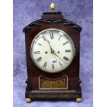 A Regency Rosewood Bracket Clock, with acorn finial, the circular white enamel dial with Roman