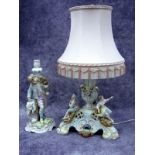 A Late XIX Century German Porcelain Table Centrepiece Base, (converted to a table lamp), the