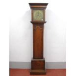 An XVIII Century Elm Thirty Hour Longcase Clock, with stepped pediment and square door to brass dial